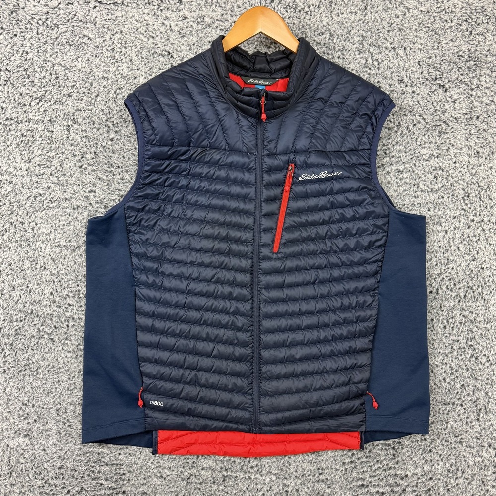 Eddie Bauer Vest Mens 2XL Blue EB800 First Ascent Down Quilted Hybrid Outdoor